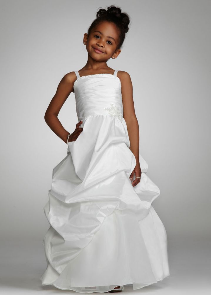 David's Bridal Taffeta Pick-Up Ball Gown with Organza Underlay Style ...