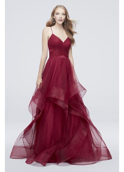 Horsehair Trimmed Glitter Tulle Ball Gown David s Bridal Horsehair Trimmed Glitter Tulle Ball Gown David s Bridal