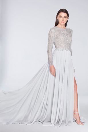 a line chiffon gown