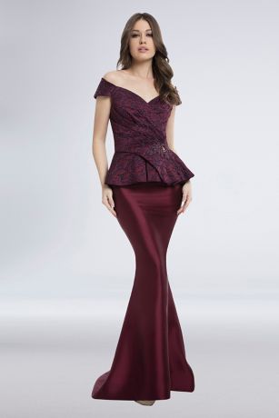 mikado jersey bodice trumpet gown