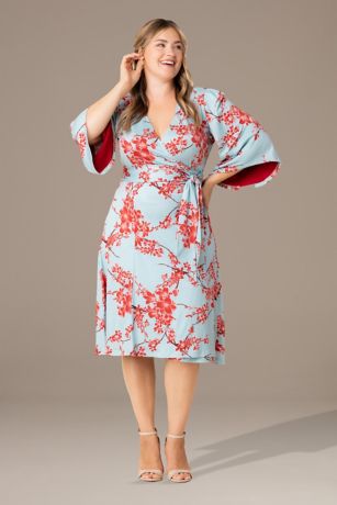 Picture of Kiyonna Gemini A-Line Floral Print Wrap Dress