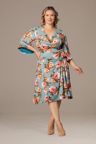 Picture of Kiyonna Gemini A-Line Floral Print Wrap Dress