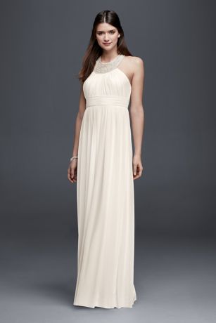 gray chiffon halter neck dress