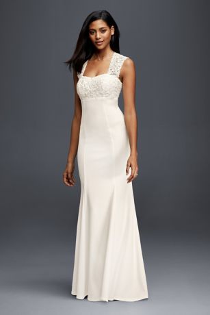 sheath crepe wedding dress