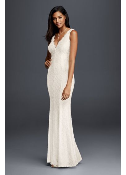 Allover Lace V  Neck  Sheath Wedding  Dress  David s Bridal  Allover Lace V  Neck  Sheath Wedding  Dress  David s Bridal