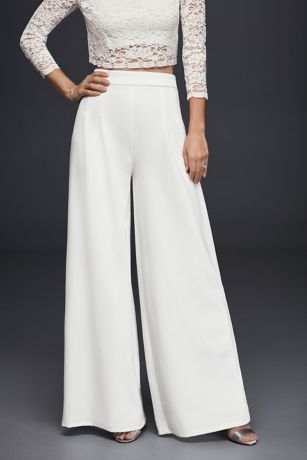 Crepe Wide Leg Trousers David S Bridal