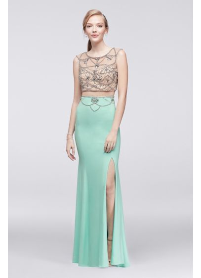 Beaded Bodice Mermaid Dress with Slit Skirt | David's Bridal