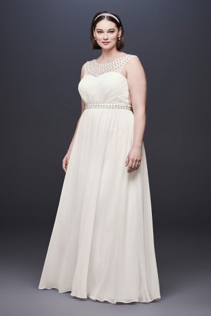 beaded sheath wedding dress with illusion mesh