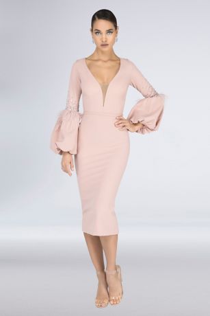 blush sheath dress with sleeves