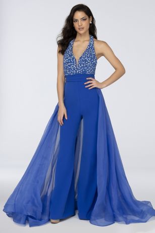 jumpsuit with skirt overlay prom