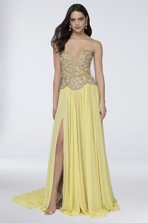 lemon strapless dress