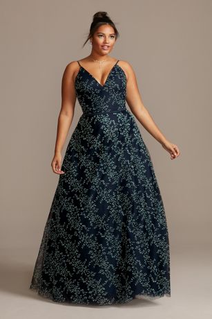 Deep-V Back Plus Size Gown with 