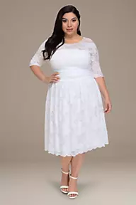 Kiyonna Aurora Lace Plus Size Short Wedding Dress