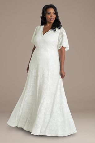 Picture of Blissful Lace Plus Size Floor Length Wedding Gown