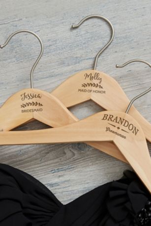 Picture of Feminine Bridesmaid Engraved Wood Hanger