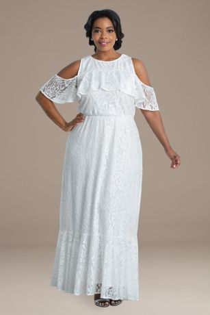Picture of Savannah Lace Cold Shoulder Plus Size Wedding Gown