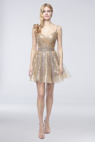 gold flare dress