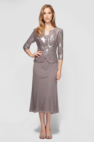Picture of Mock Three-Piece Sequined Chiffon Dress