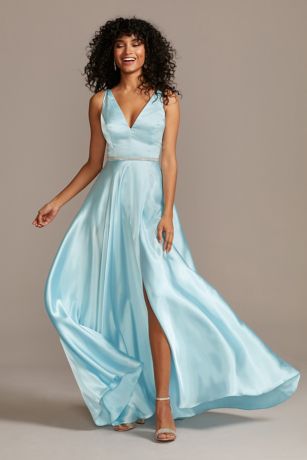 blue silk gown