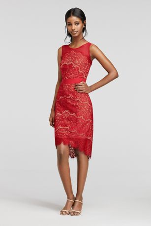 red lace sleeveless dress