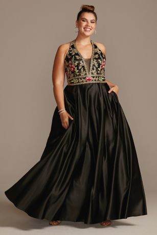 black and gold prom dress david's bridal