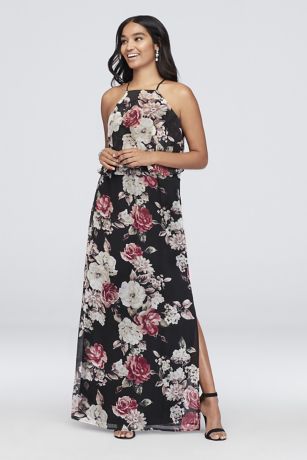 high neck floral dress