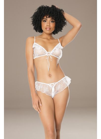 Coquette Floral Tulle Bra and French-Cut Panty - The perfect combo of innocent and sexy, this