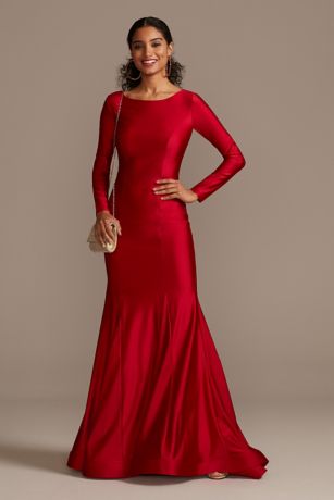 red long sleeve mermaid dress