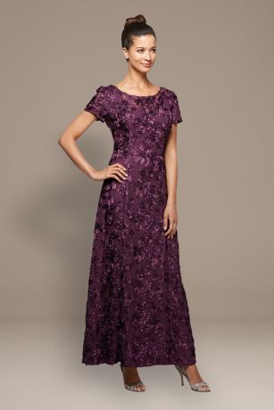 Picture of Rosette Lace Cap Sleeve A-Line Petite Gown