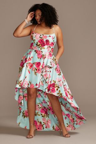 Floral Plus Size High Low Dress with ...