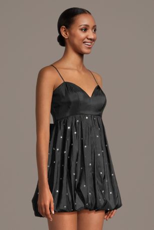 Picture of Embellished Taffeta Bow Back Bubble Mini Dress