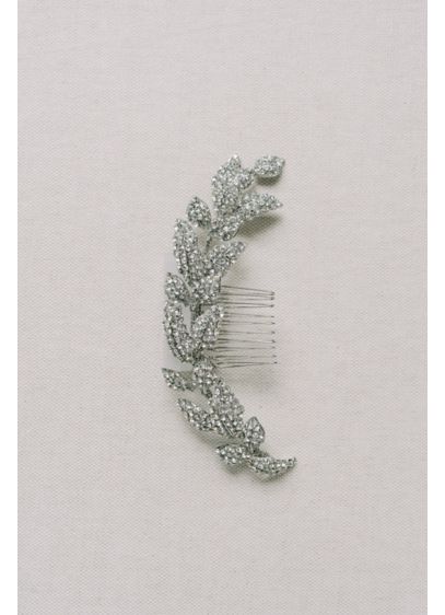 Crystal Encrusted Leaves Hair Comb - Encrusted with Austrian crystals, this sparkling handmade hair