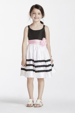 black and white striped ball gown