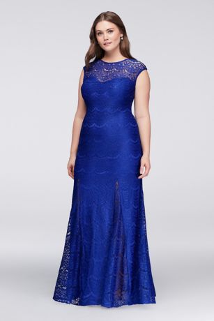 plus godet scalloped gown skirt lace royal