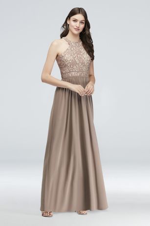 taupe formal gown