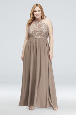 plus size taupe bridesmaid dresses