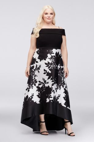 david's bridal black floral dress
