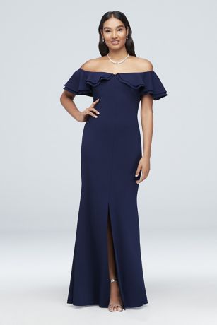 off the shoulder crepe gown