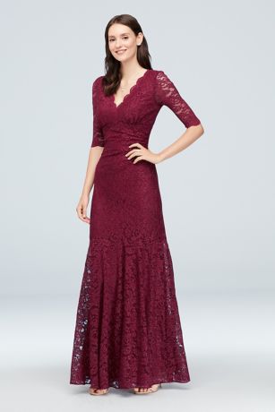 and maroon dress