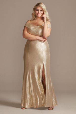 gold metallic dress plus size