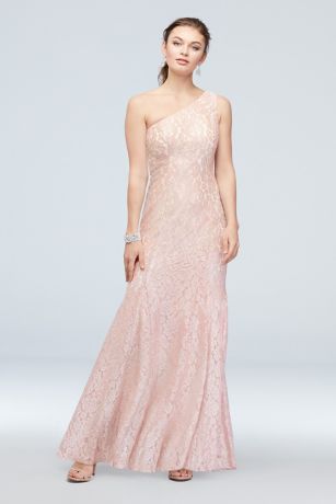 david's bridal one shoulder lace dress