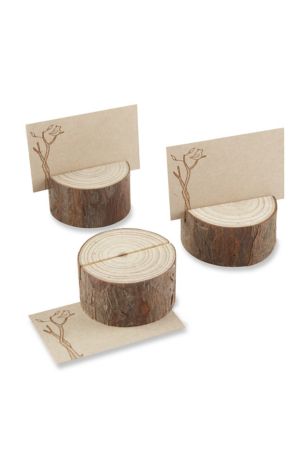 Rustic Wood Place Card Holder Set of 4 