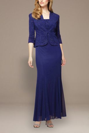 Picture of V-Neck Jacquard Dress Two-Piece Set with Jacket