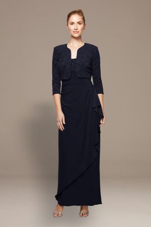 Picture of Empire Waist Jacquard Two-Piece Set with Jacket