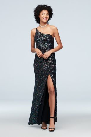 xscape one shoulder gown