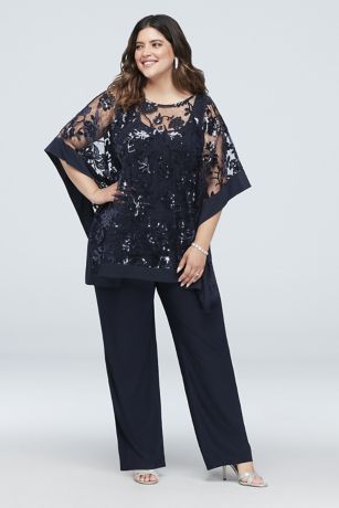 plus size sequin pants suits