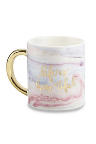 Marbleized 16 Oz Mug With Gold Foil Handle David S Bridal