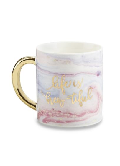 Marbleized 16 Oz Mug With Gold Foil Handle David S Bridal