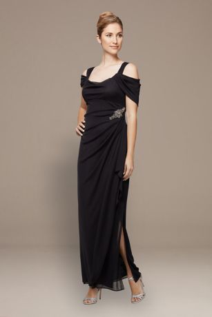 Picture of Cold-Shoulder Petite Dress with Cascade Skirt