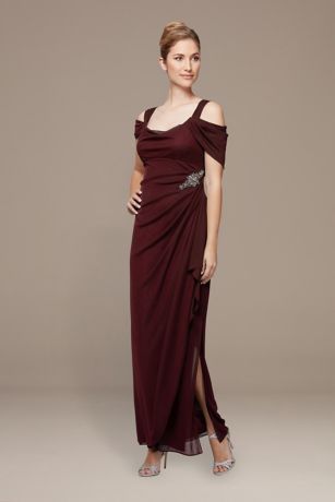 Picture of Cold-Shoulder Petite Dress with Cascade Skirt